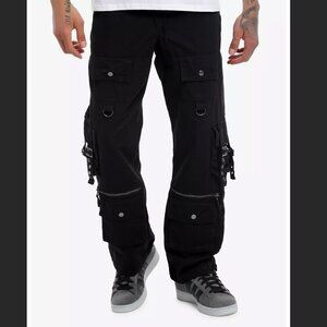 Hot Topic Black Zipper Cargo Strappy Goth Punk Pants Sz M
